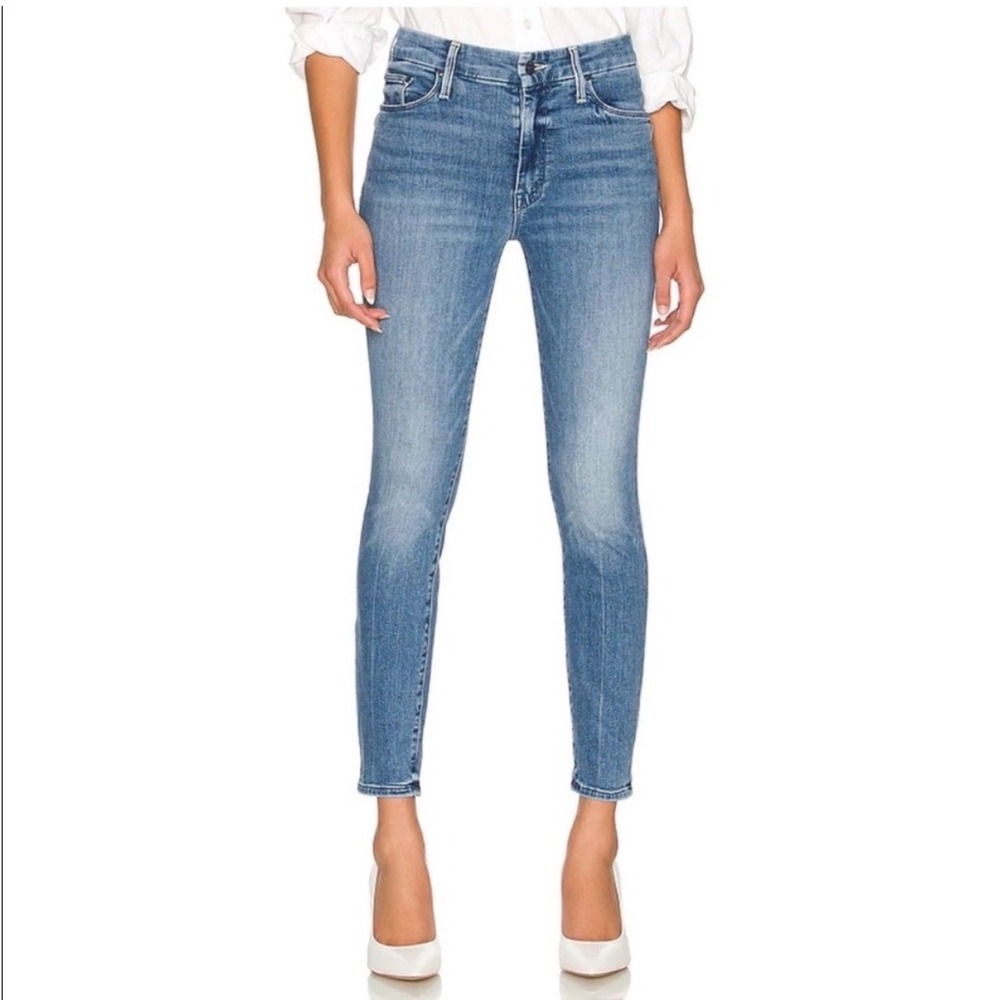 MOTHER The Looker Ankle 94% Cotton Blue Jeans Preppy Boho in We The Animals 28